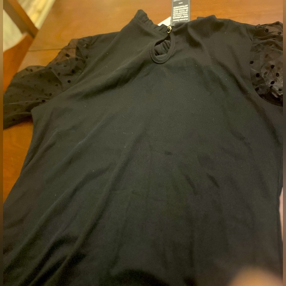 Blooming Jelly Mock Neck Tops Mesh Long Sleeve Shirts Polka Dot Ruffle Elegant - Picture 13 of 13